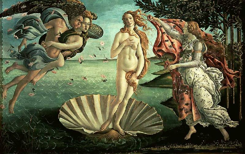 BOTTICELLI, Sandro The Birth of Venus fg oil painting image